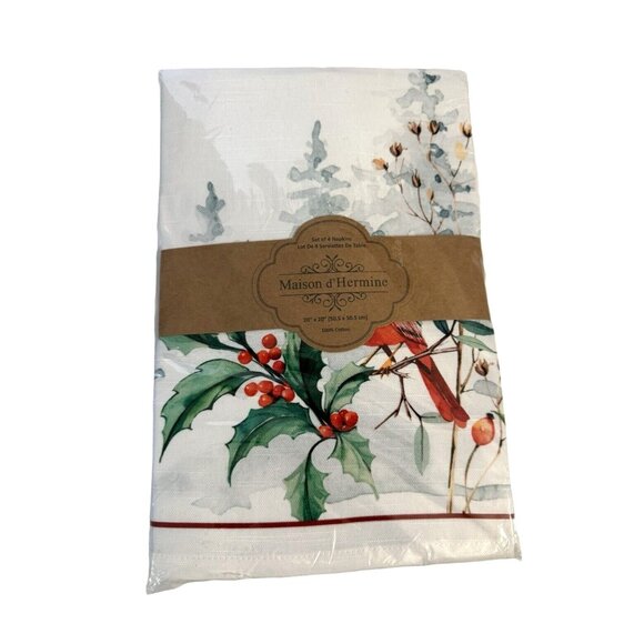 NEW!! Maison d' Hermine Holiday Napkins Set of Four - Picture 1 of 8